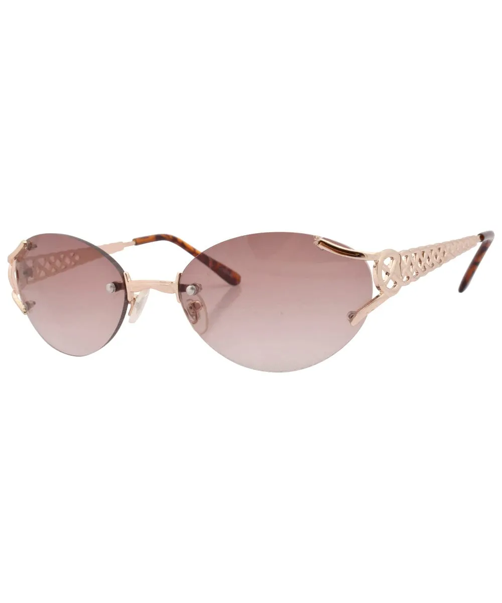 TISH Gold/Brown Rimless Sunglasses sold by Giant Vintage product image thumbnail 2