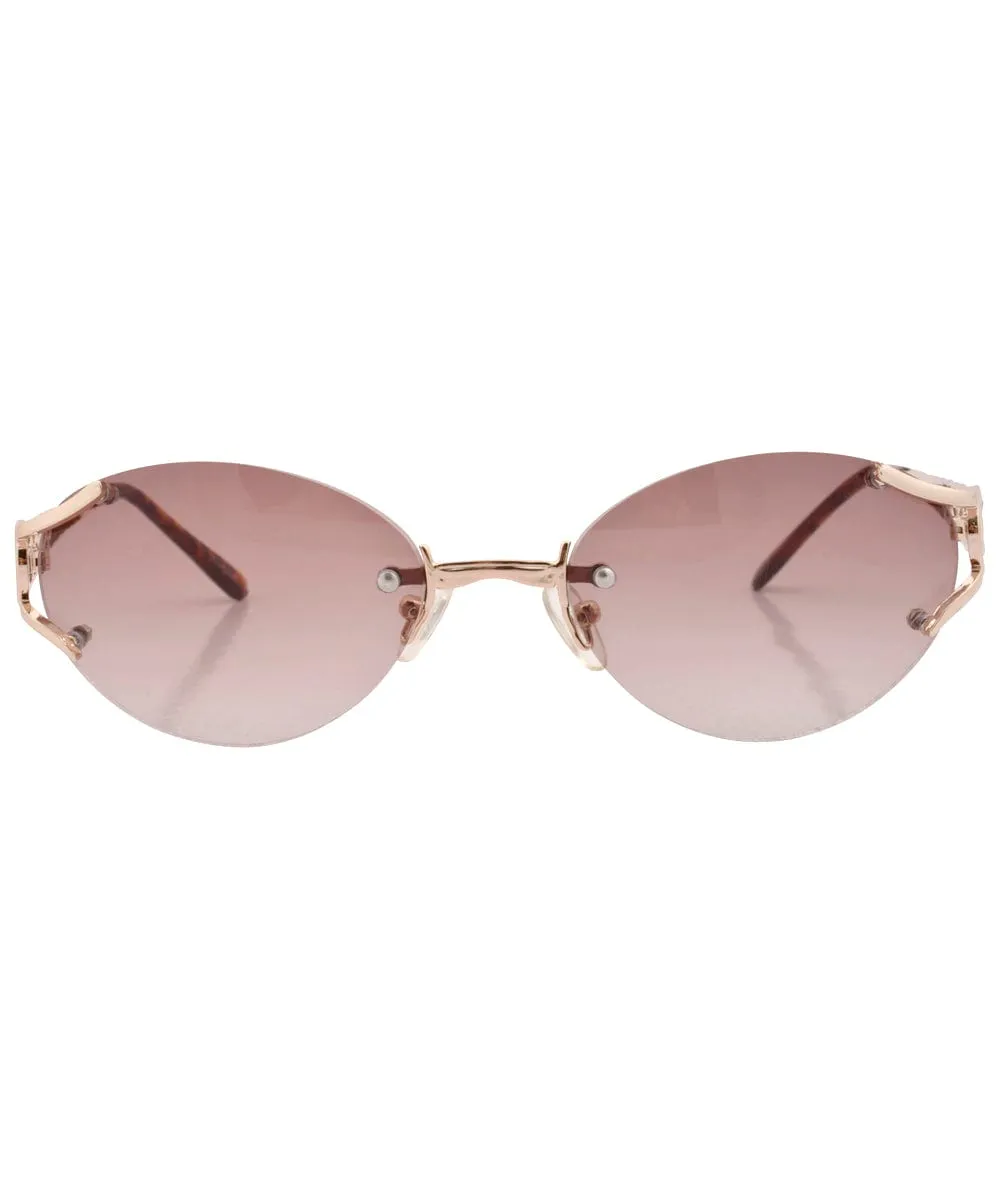 TISH Gold/Brown Rimless Sunglasses sold by Giant Vintage product image thumbnail 3