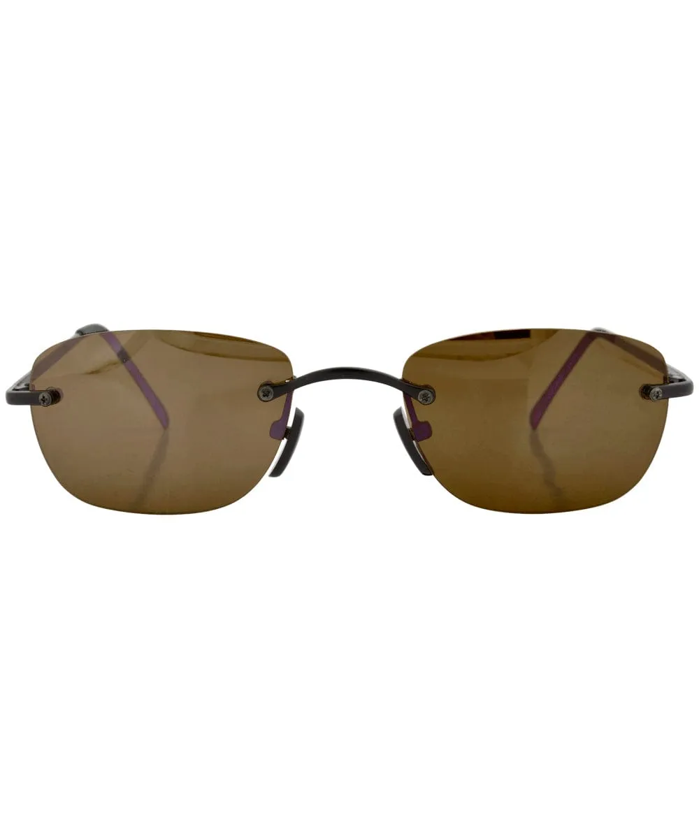 DEEPER Brown Rimless Sunglasses sold by Giant Vintage product image thumbnail 3