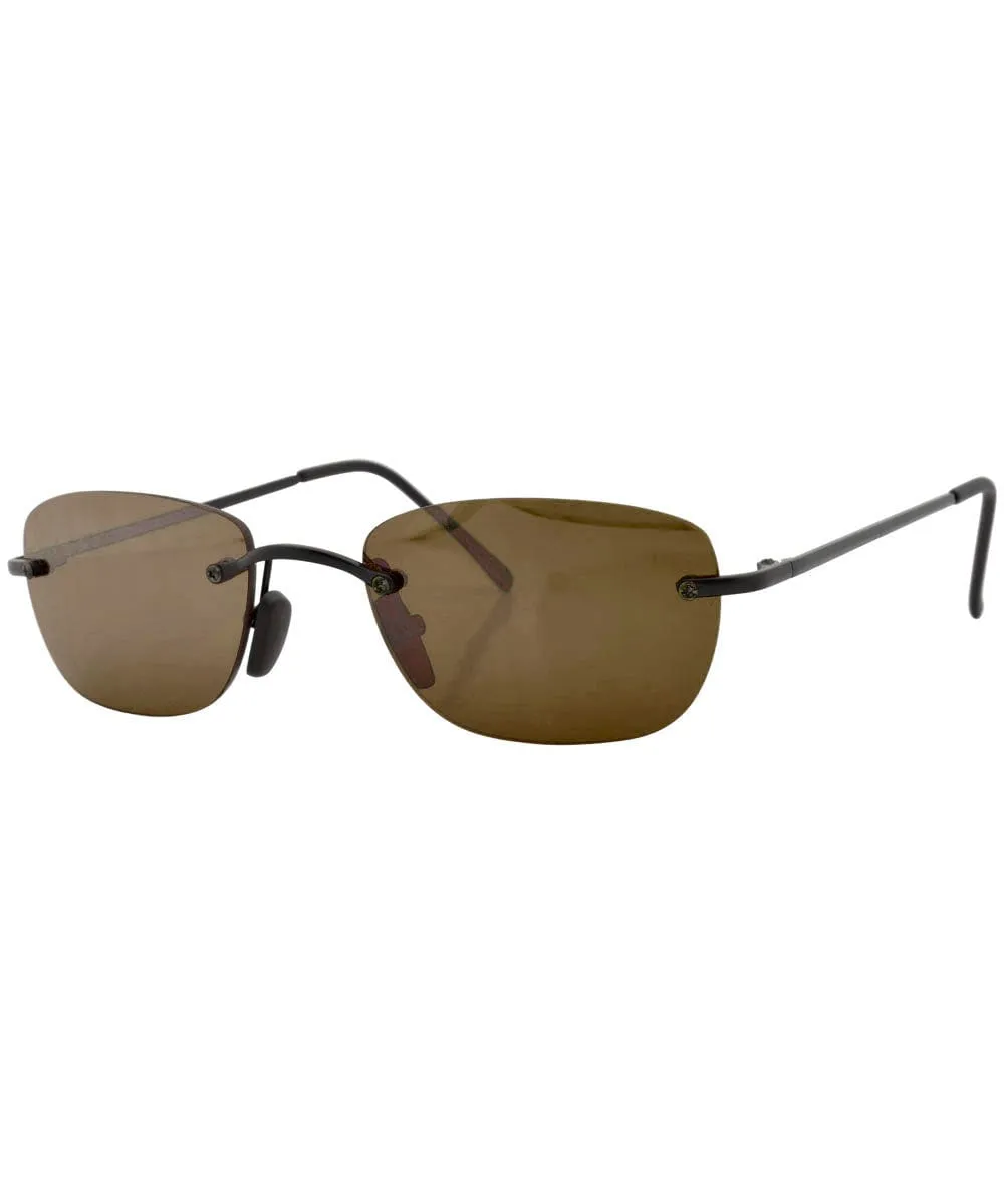 DEEPER Brown Rimless Sunglasses sold by Giant Vintage product image thumbnail 2