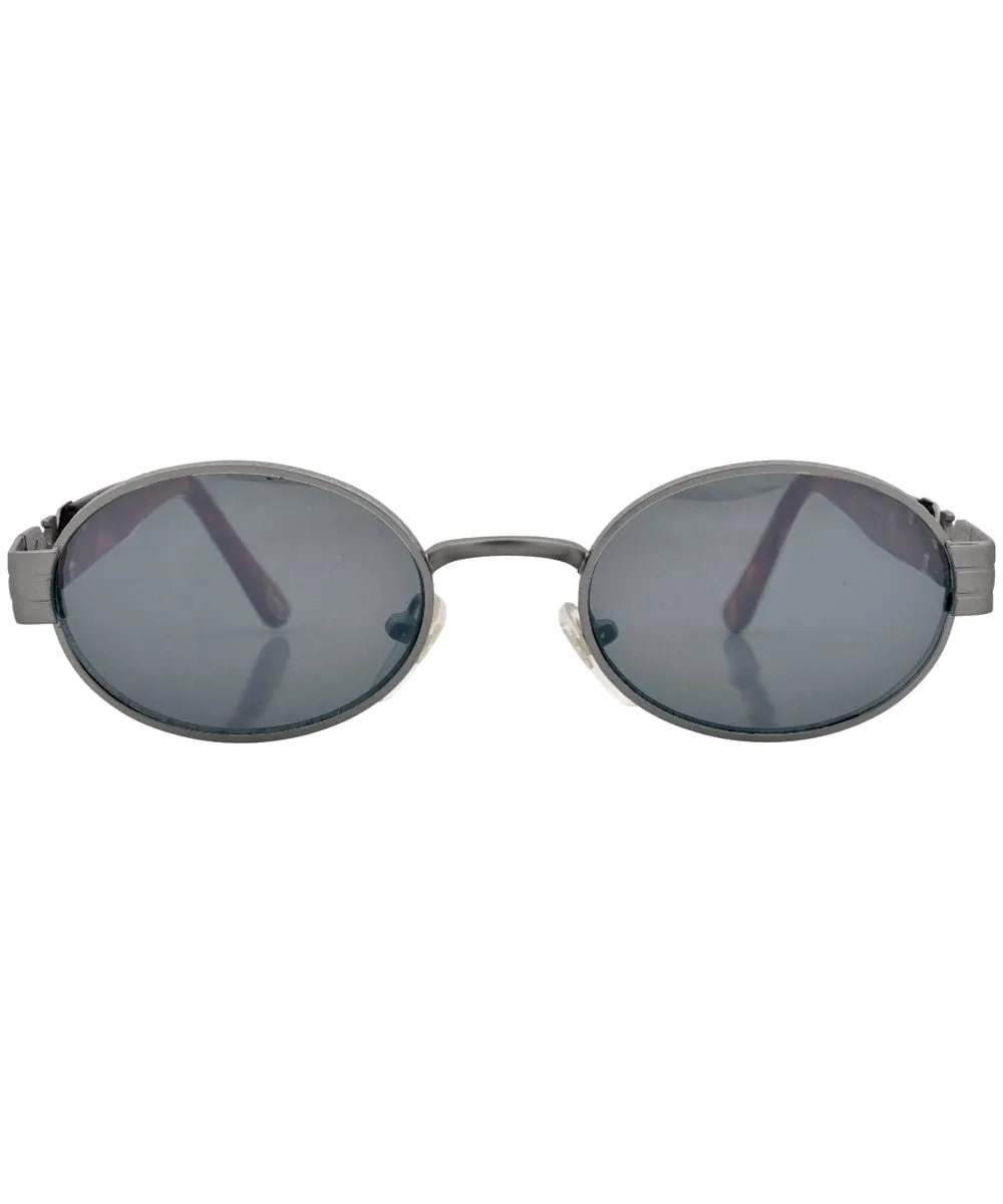 HOURS Gunmetal Oval Sunglasses sold by Giant Vintage product image thumbnail 2