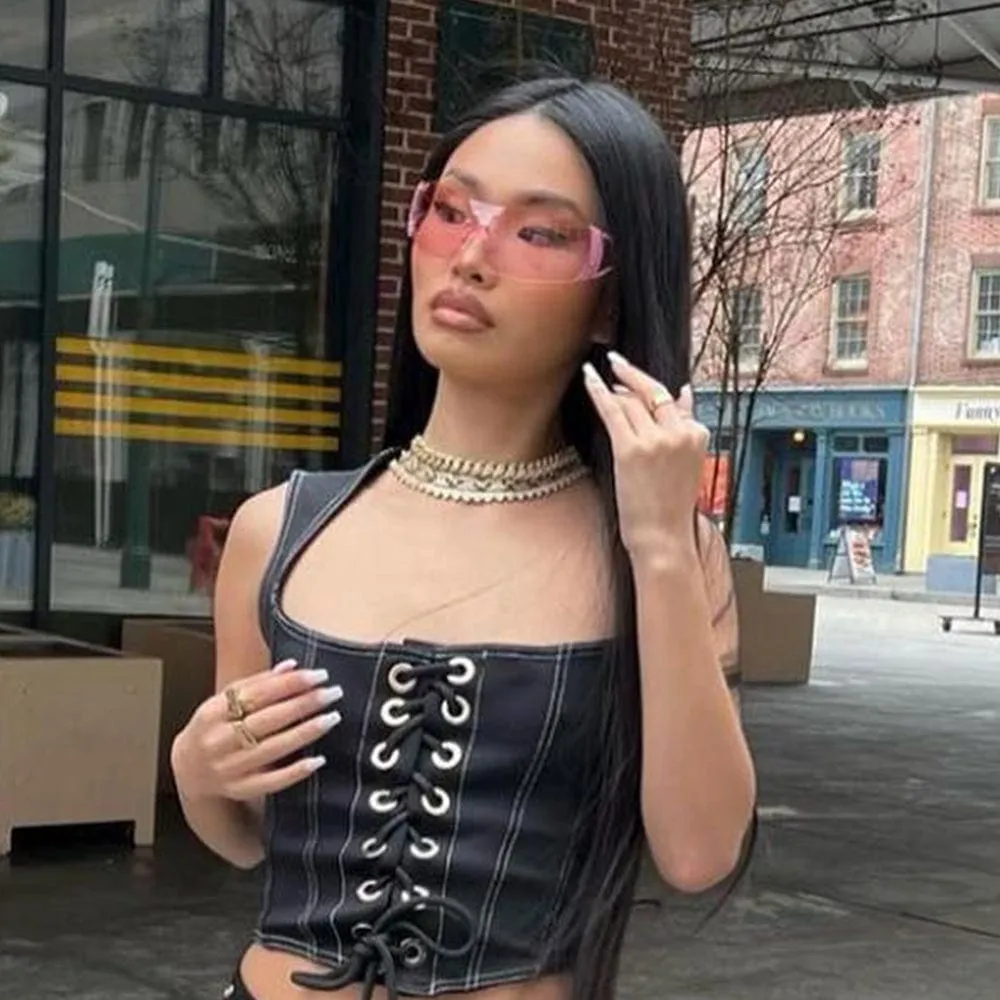 BARBZ Pink Rimless Fashion Sunglasses sold by Giant Vintage product image thumbnail 3