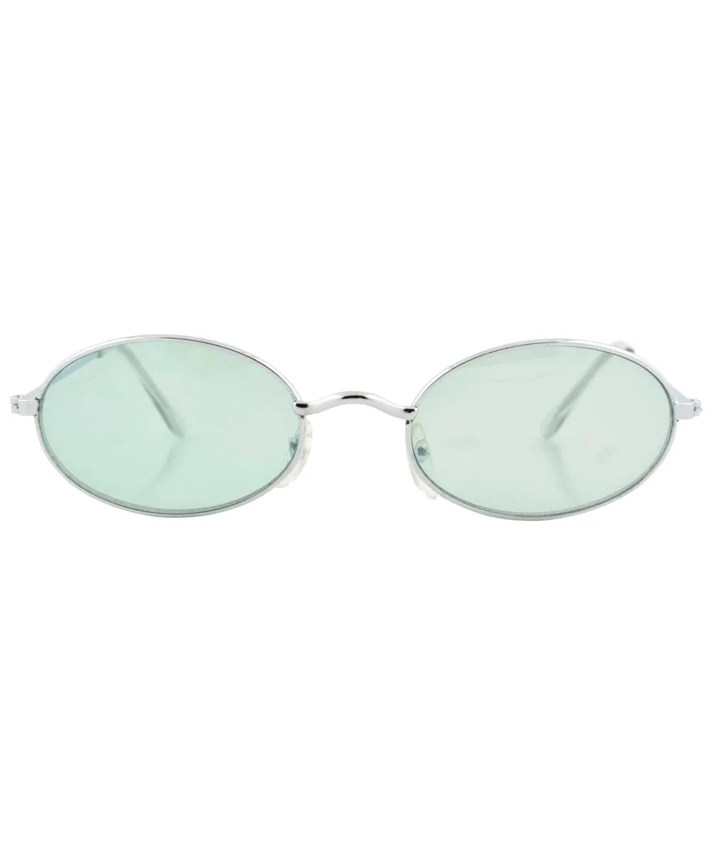 UPGRADE Silver/Green Oval Sunglasses sold by Giant Vintage product image thumbnail 3