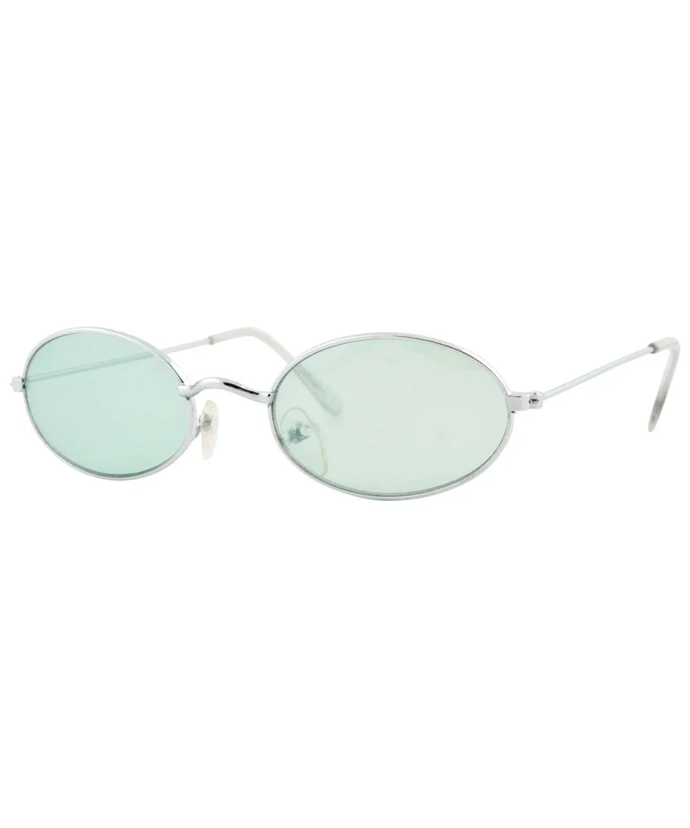 UPGRADE Silver/Green Oval Sunglasses sold by Giant Vintage product image thumbnail 2