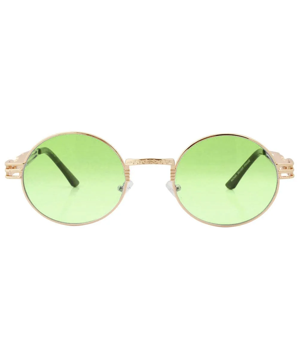 LUVAH Green/Gold Oval Sunglasses sold by Giant Vintage product image thumbnail 3