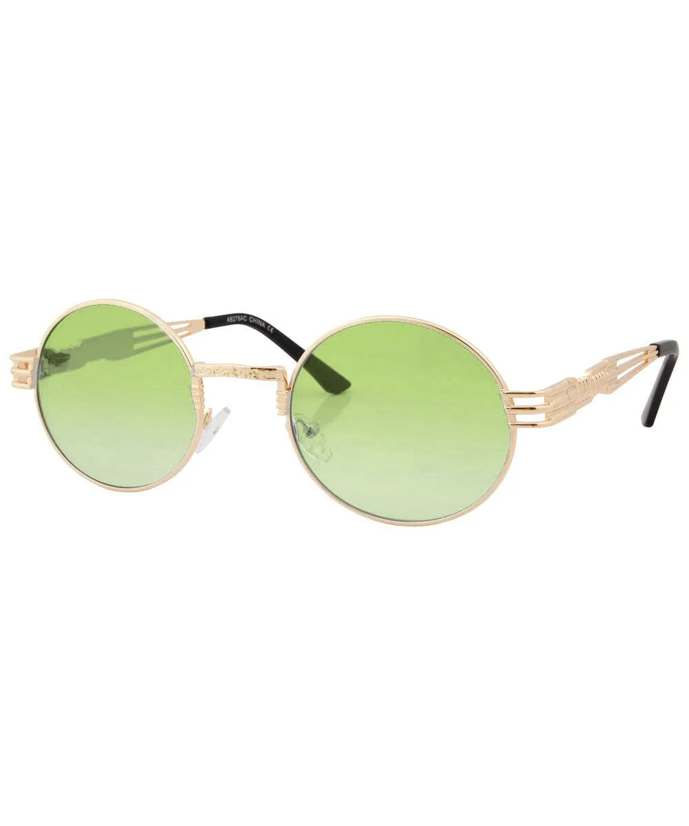 LUVAH Green/Gold Oval Sunglasses sold by Giant Vintage product image thumbnail 2