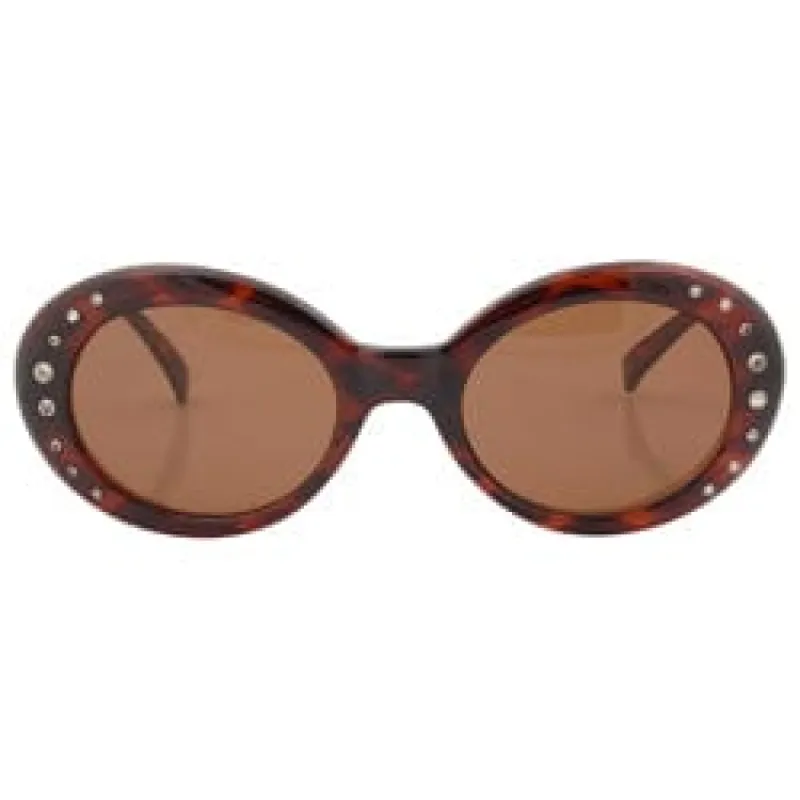 RHINESTONED Tortoise Oval Sunglasses sold by Giant Vintage