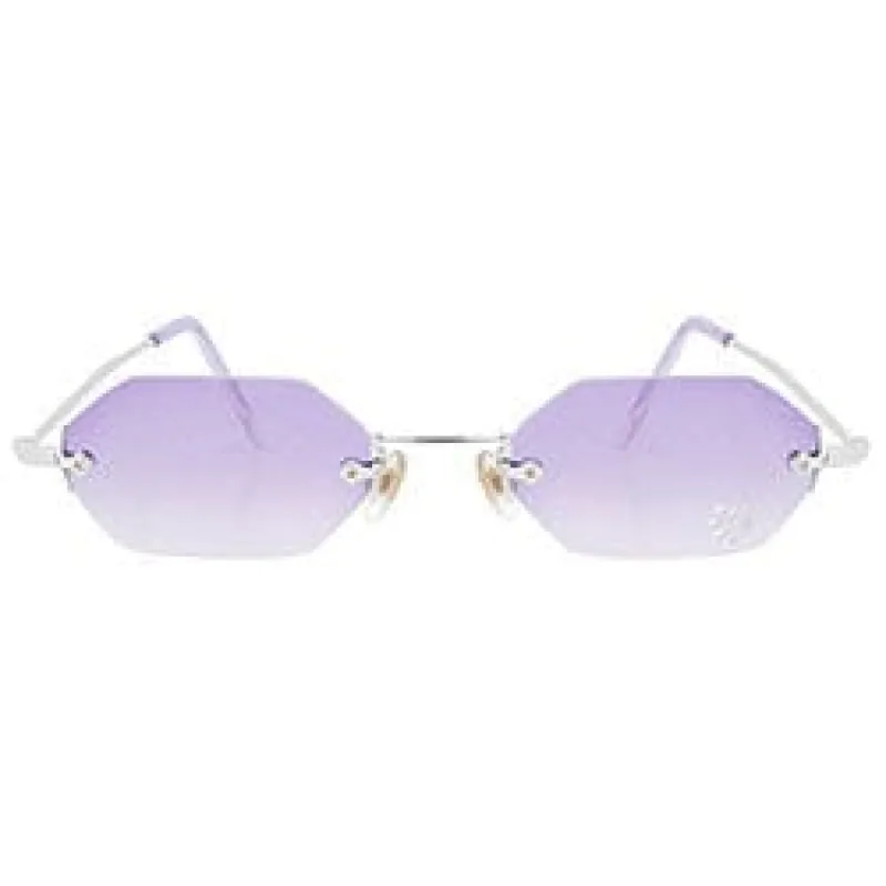 MARY KATE Purple/Heart Rimless Rhinestone Sunglasses sold by Giant Vintage