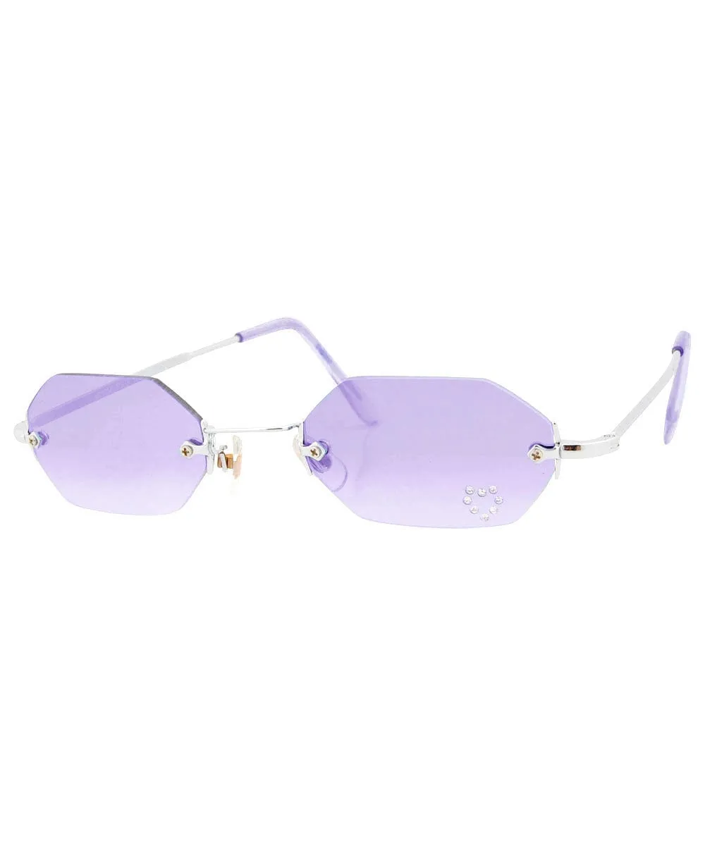 MARY KATE Purple/Heart Rimless Rhinestone Sunglasses sold by Giant Vintage product image thumbnail 2