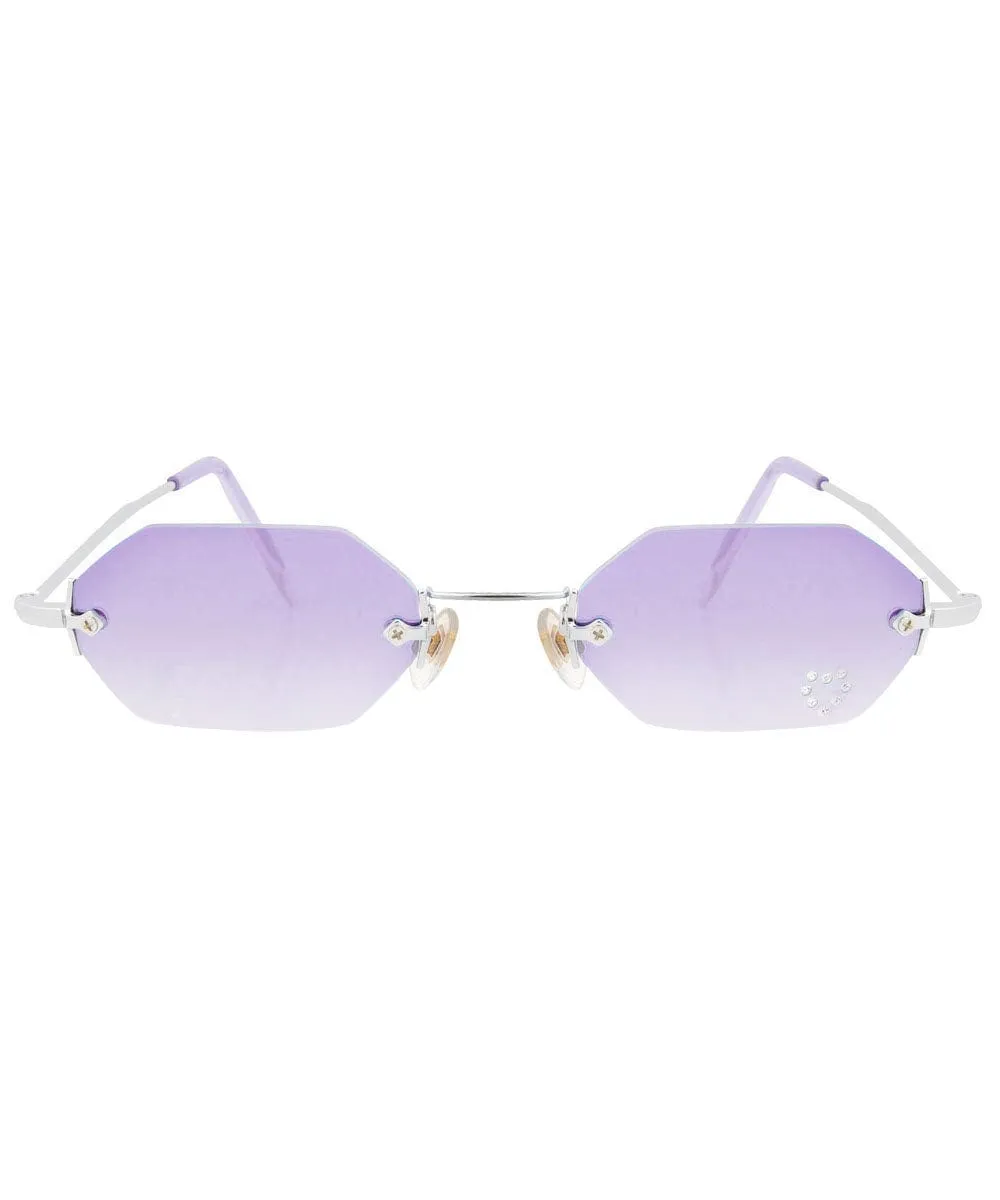 MARY KATE Purple/Heart Rimless Rhinestone Sunglasses sold by Giant Vintage product image thumbnail 3