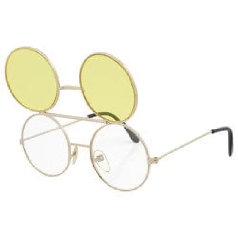 FLIP-POP Yellow 80s/90s Flip-Up Sunglasses sold by Giant Vintage