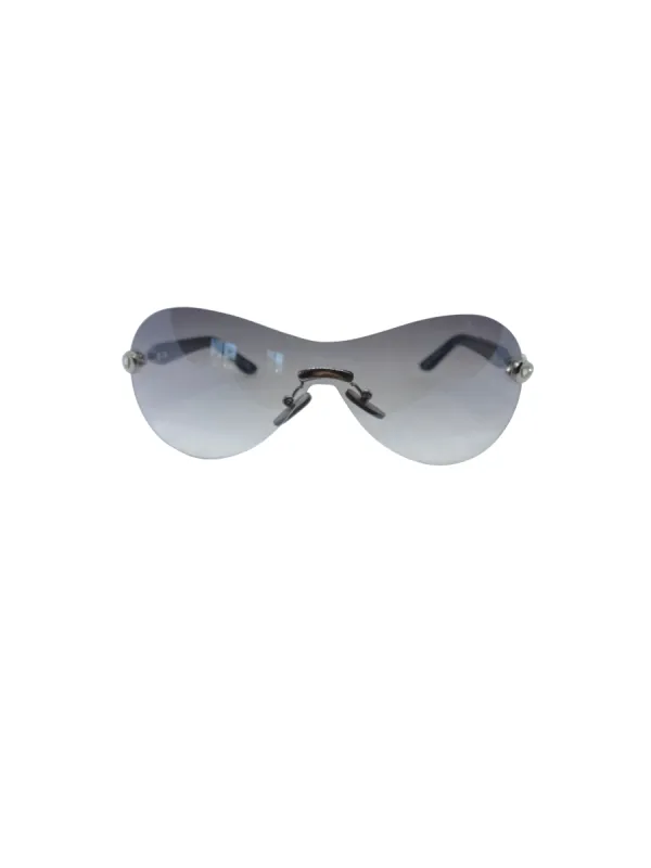 DEW DROP Silver/Smoke Rimless Sunglasses sold by Giant Vintage