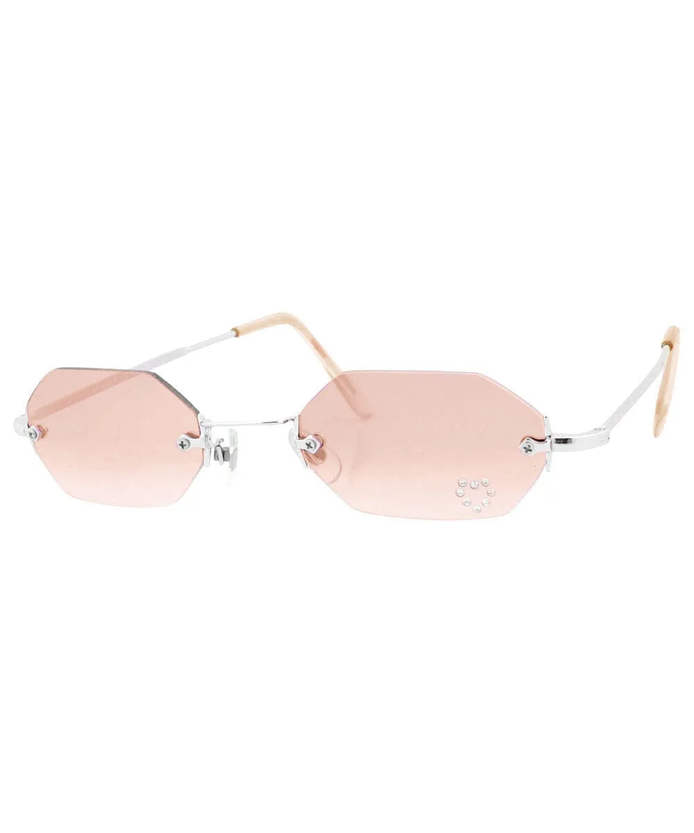 MARY KATE Orange/Heart Rimless Rhinestone Sunglasses sold by Giant Vintage product image thumbnail 2