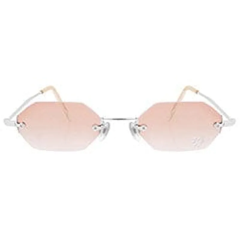 MARY KATE Orange/Heart Rimless Rhinestone Sunglasses sold by Giant Vintage