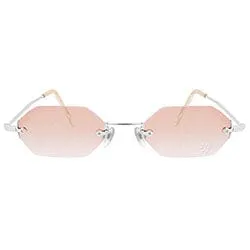 MARY KATE Orange/Heart Rimless Rhinestone Sunglasses sold by Giant Vintage