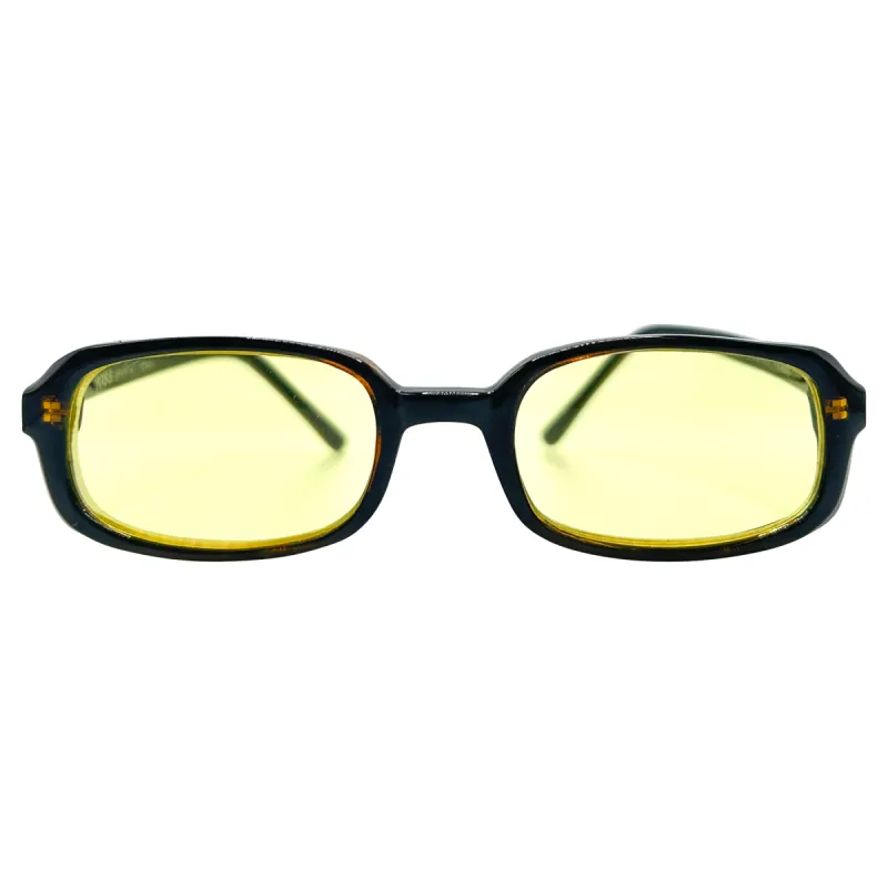PINES Darkwood/Yellow Square Sunglasses sold by Giant Vintage