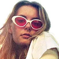TABITHA White/Pink Cat-Eye Sunglasses sold by Giant Vintage