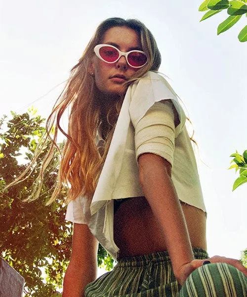 TABITHA White/Pink Cat-Eye Sunglasses sold by Giant Vintage product image thumbnail 4