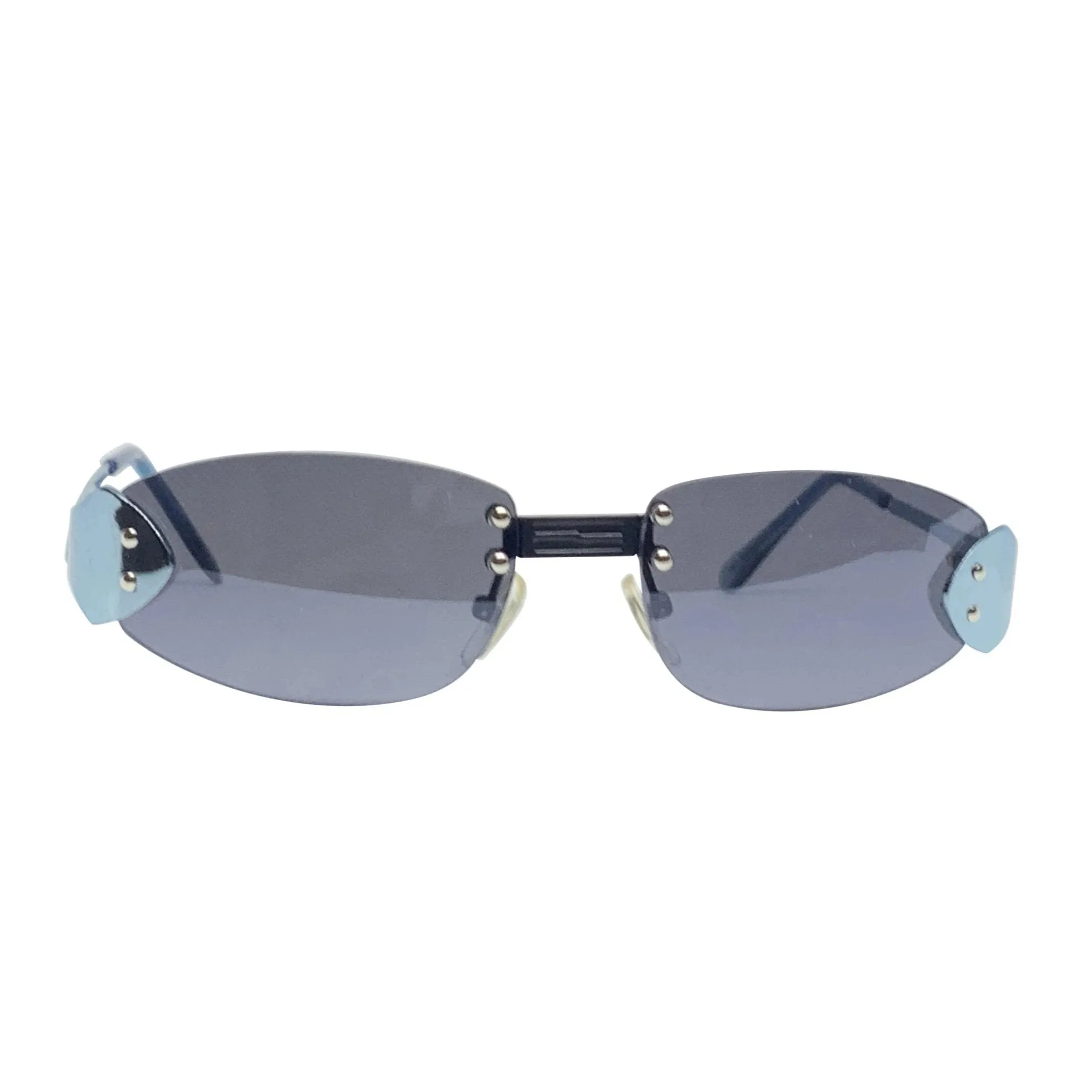 BERTHA Blue Rimless Sunnies sold by Giant Vintage