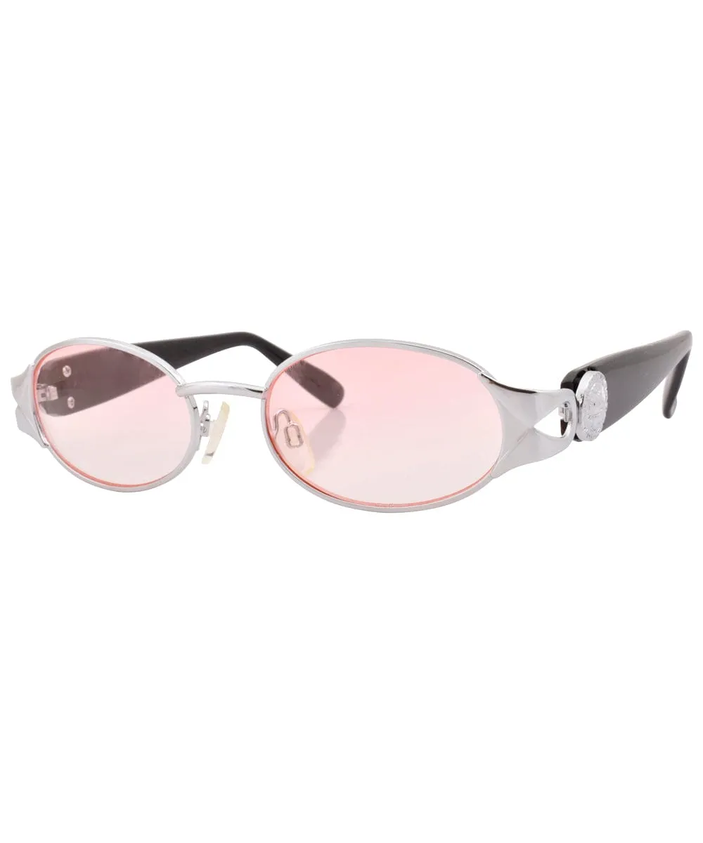 SLIPPERY Silver/Pink Oval Sunglasses sold by Giant Vintage product image thumbnail 2