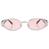 SLIPPERY Silver/Pink Oval Sunglasses sold by Giant Vintage