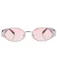 SLIPPERY Silver/Pink Oval Sunglasses sold by Giant Vintage
