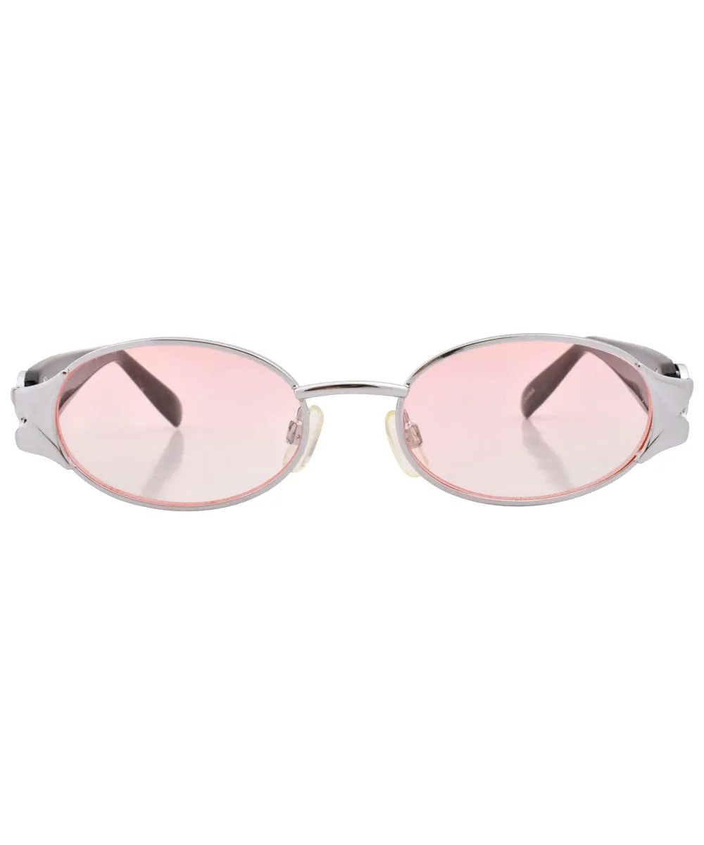 SLIPPERY Silver/Pink Oval Sunglasses sold by Giant Vintage product image thumbnail 3
