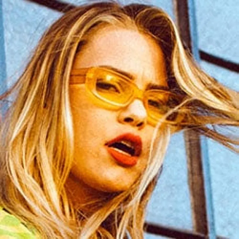 SUCK IT! Amber/Yellow Square Sunglasses sold by Giant Vintage