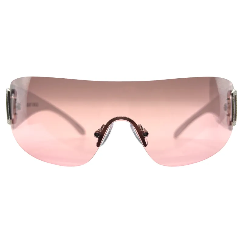 GHOST Pink Rimless Shield Sunglasses sold by Giant Vintage