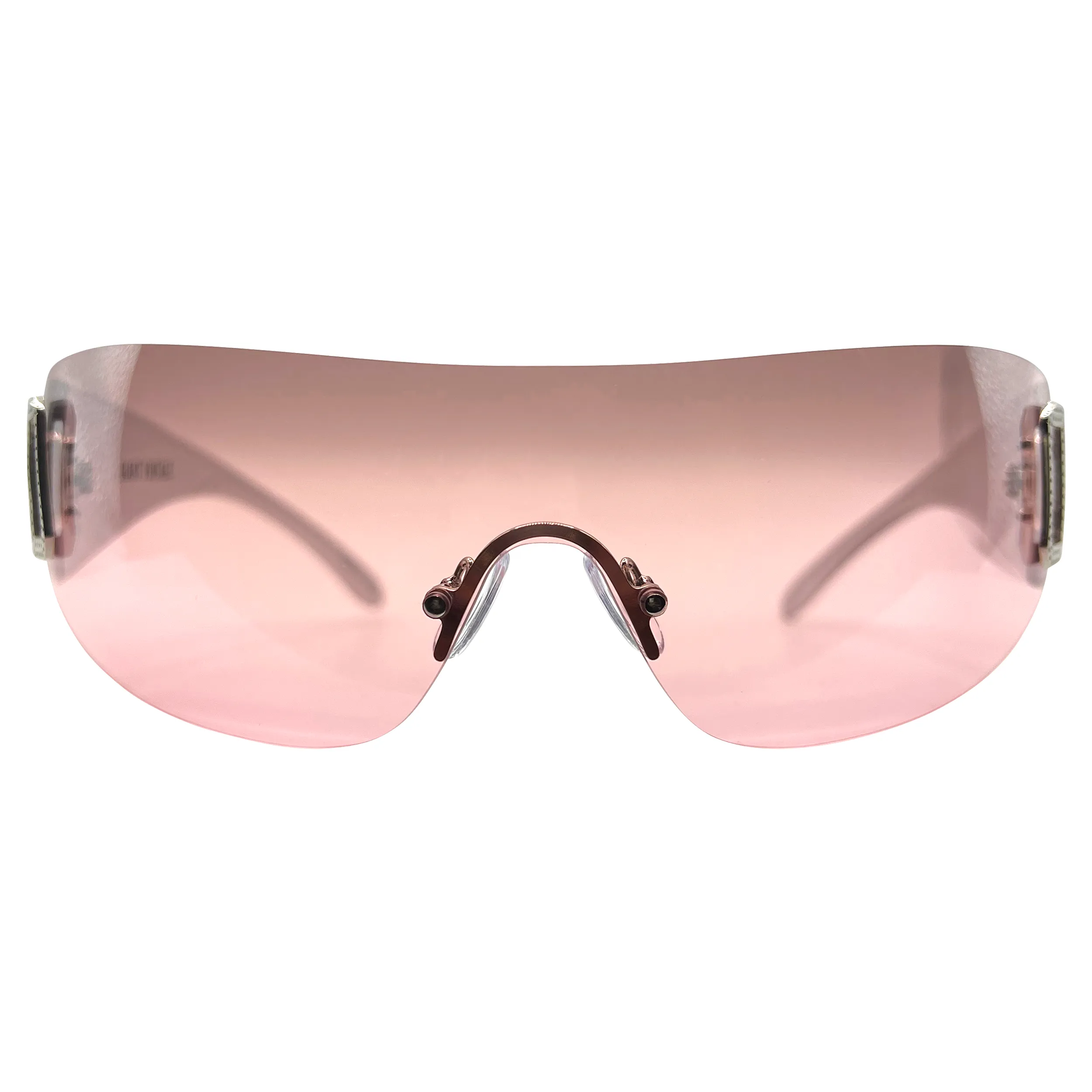 GHOST Pink Rimless Shield Sunglasses sold by Giant Vintage