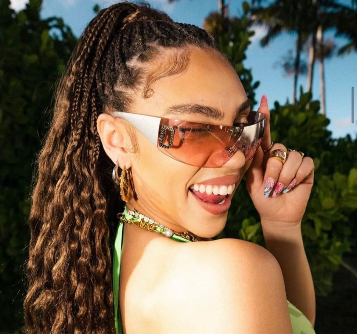 GHOST Pink Rimless Shield Sunglasses sold by Giant Vintage product image thumbnail 4