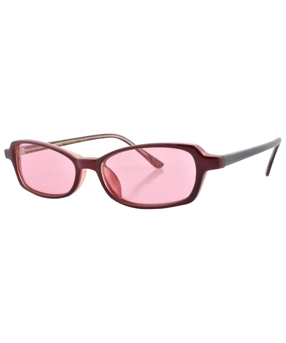 BESTIE Maroon/Pink Square 2000's Sunglasses sold by Giant Vintage product image thumbnail 2