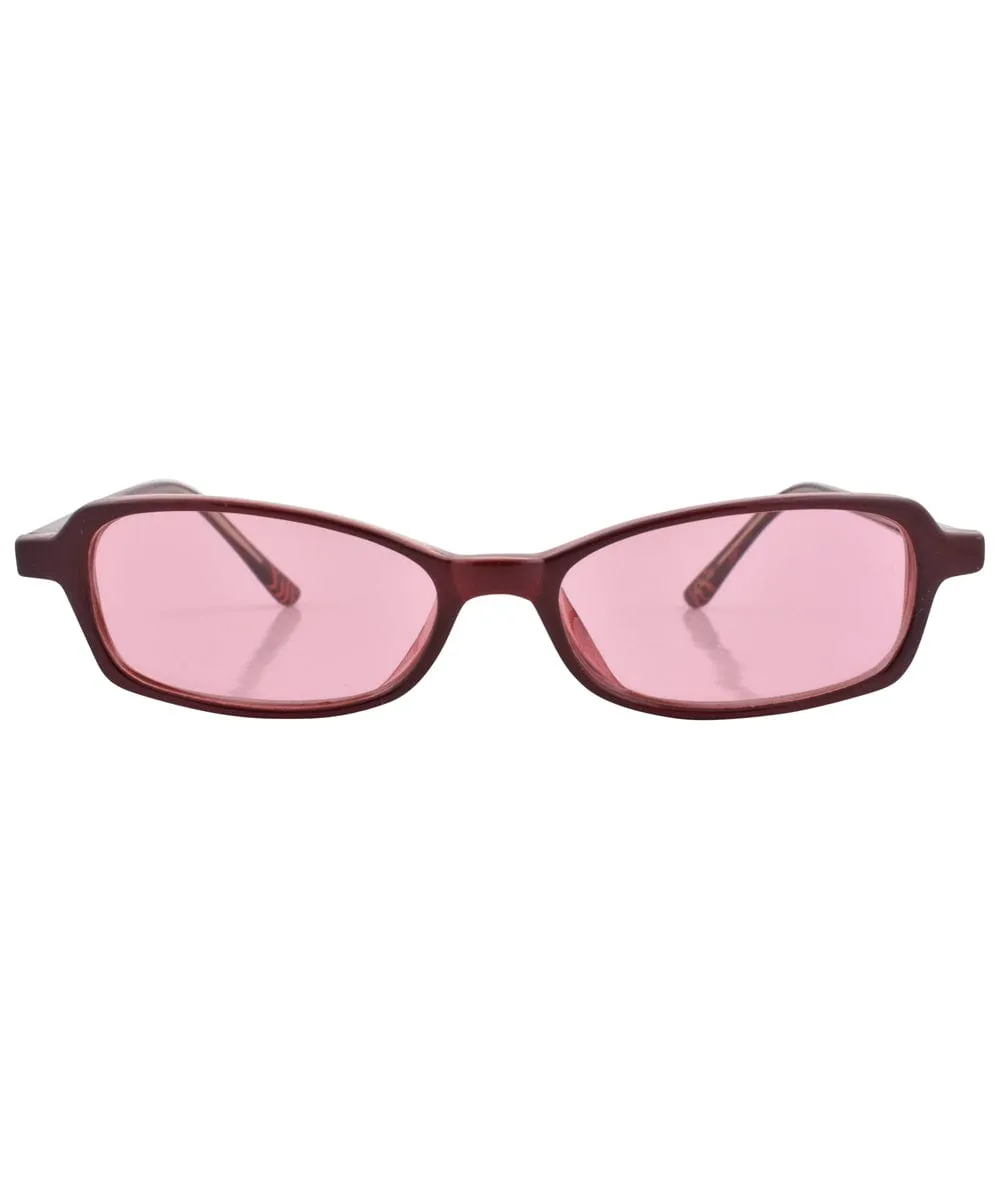 BESTIE Maroon/Pink Square 2000's Sunglasses sold by Giant Vintage product image thumbnail 3