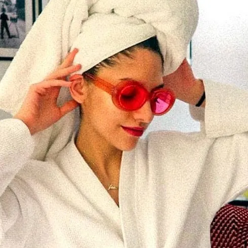 HEAVEN Pink Indie Oval 90s Sunglasses sold by Giant Vintage product image thumbnail 2