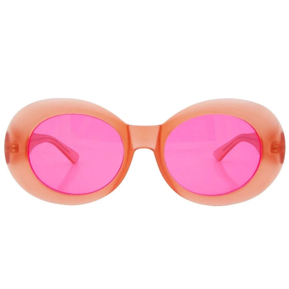 HEAVEN Pink Indie Oval 90s Sunglasses sold by Giant Vintage product image thumbnail 3