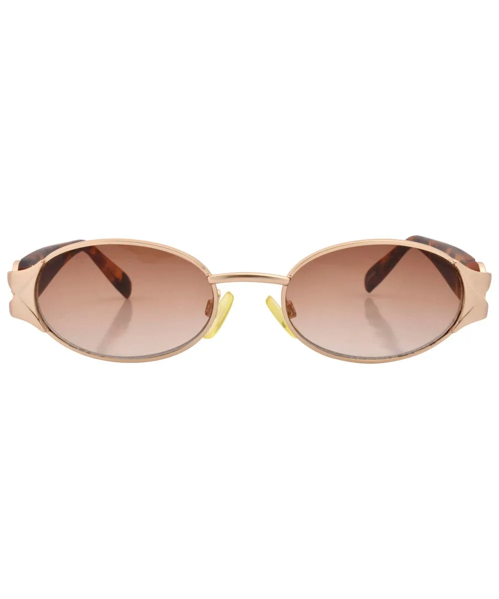 SLIPPERY Gold/Brown Oval Sunglasses sold by Giant Vintage product image thumbnail 3