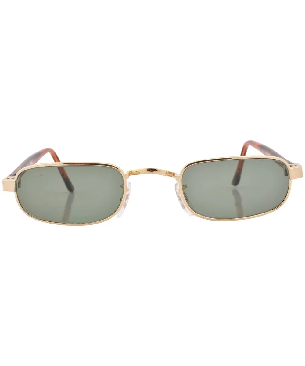 DECKS Gold Trendy Slim 90s Sunglasses sold by Giant Vintage product image thumbnail 3