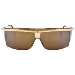 BEGINNING Gold/Brown Shield Sunglasses sold by Giant Vintage