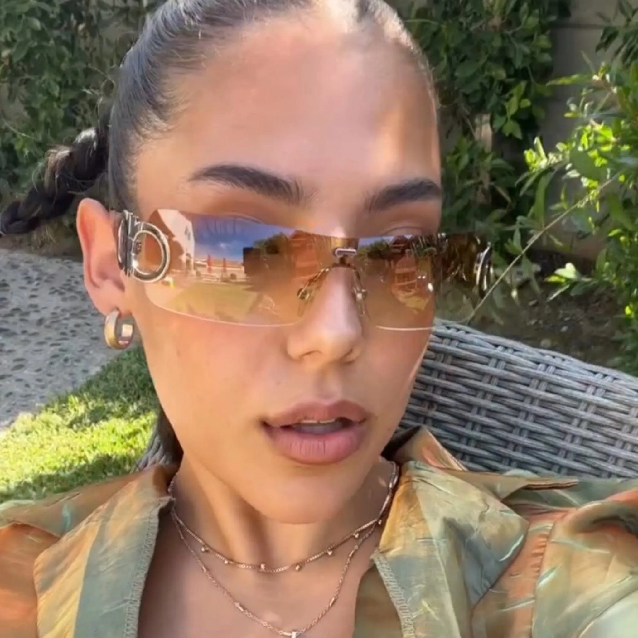 CITRINE Rimless Shield Y2K Sunglasses sold by Giant Vintage product image thumbnail 2