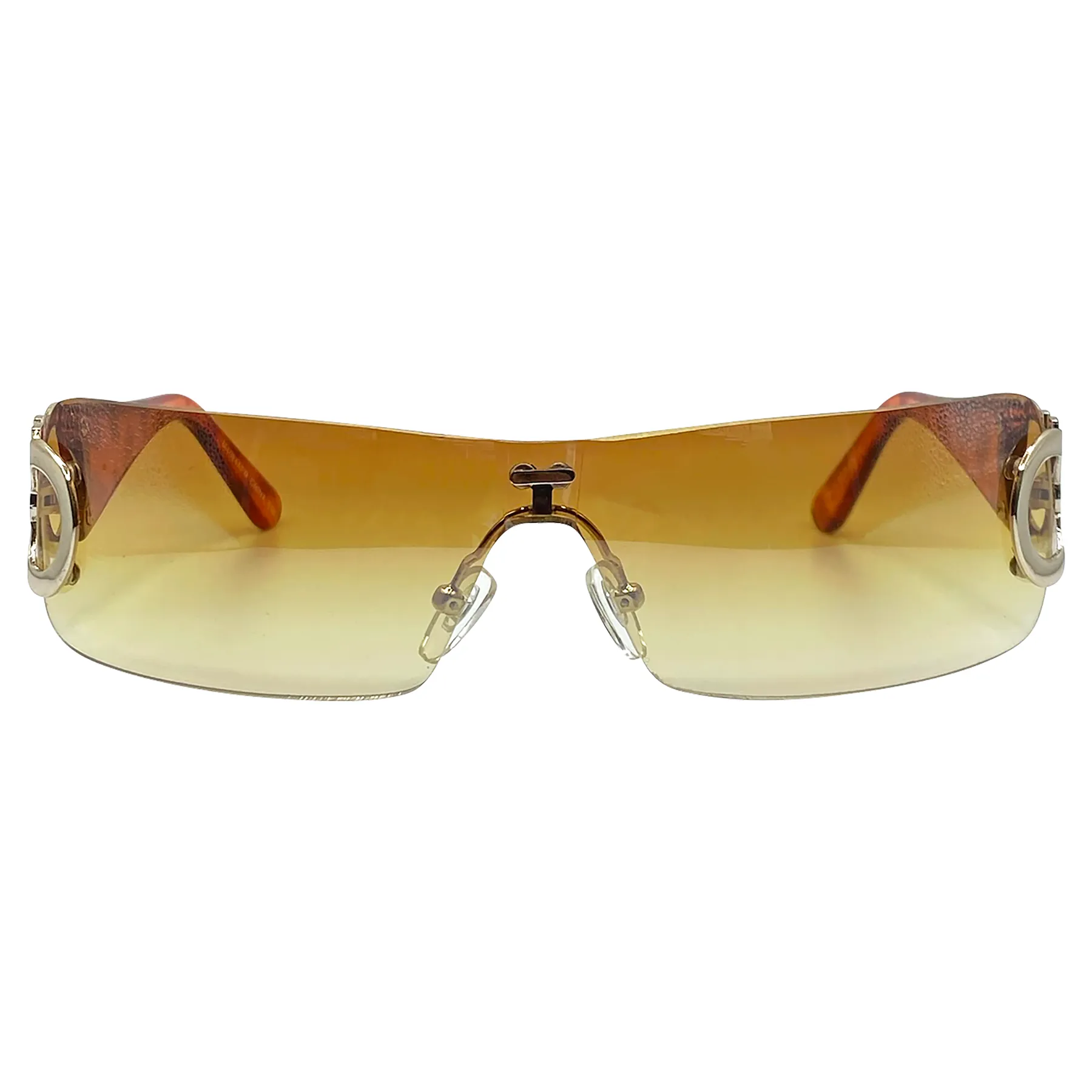 CITRINE Rimless Shield Y2K Sunglasses sold by Giant Vintage product image thumbnail 3