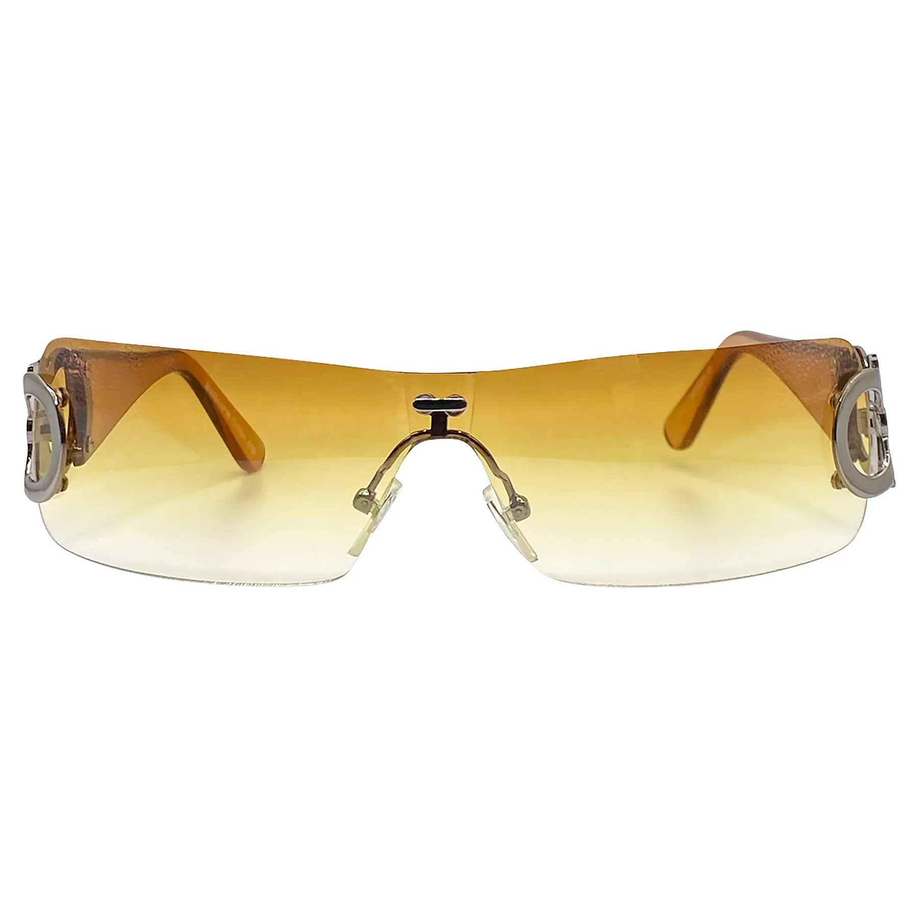 CITRINE Rimless Shield Y2K Sunglasses sold by Giant Vintage product image thumbnail 5