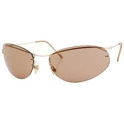 DELEON Brown Rimless Oval Sunglasses sold by Giant Vintage