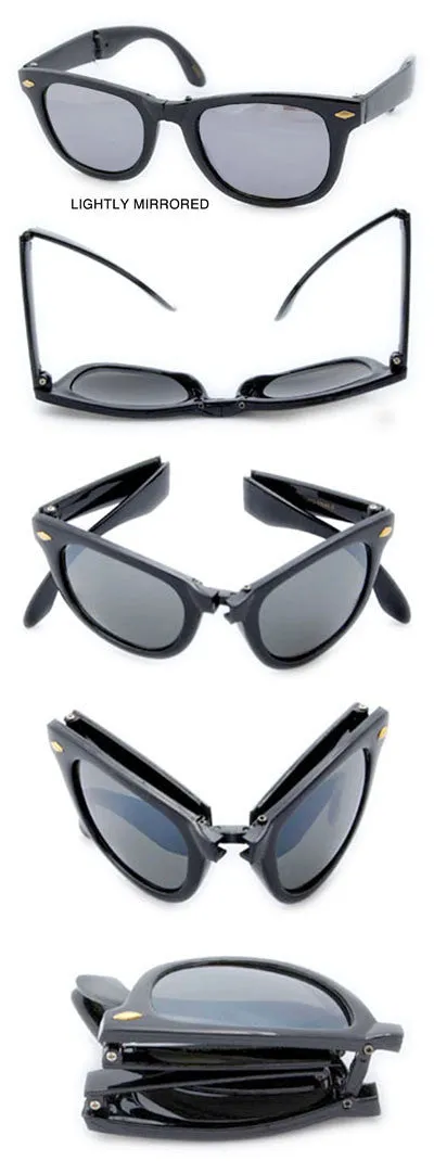 FOLDING Black Square Sunglasses sold by Giant Vintage product image thumbnail 2
