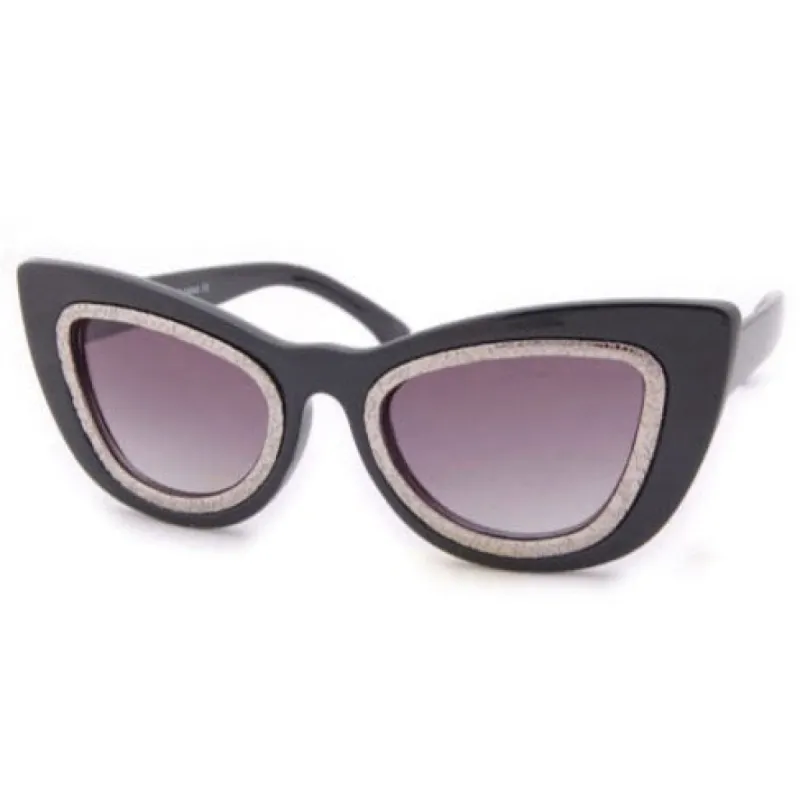 STELLAR Black Cat-Eye Sunglasses sold by Giant Vintage