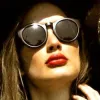 GAMINE Gloss Black Retro Sunglasses sold by Giant Vintage