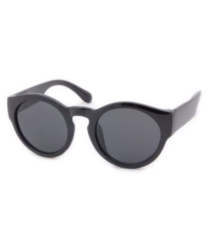 GAMINE Gloss Black Retro Sunglasses sold by Giant Vintage