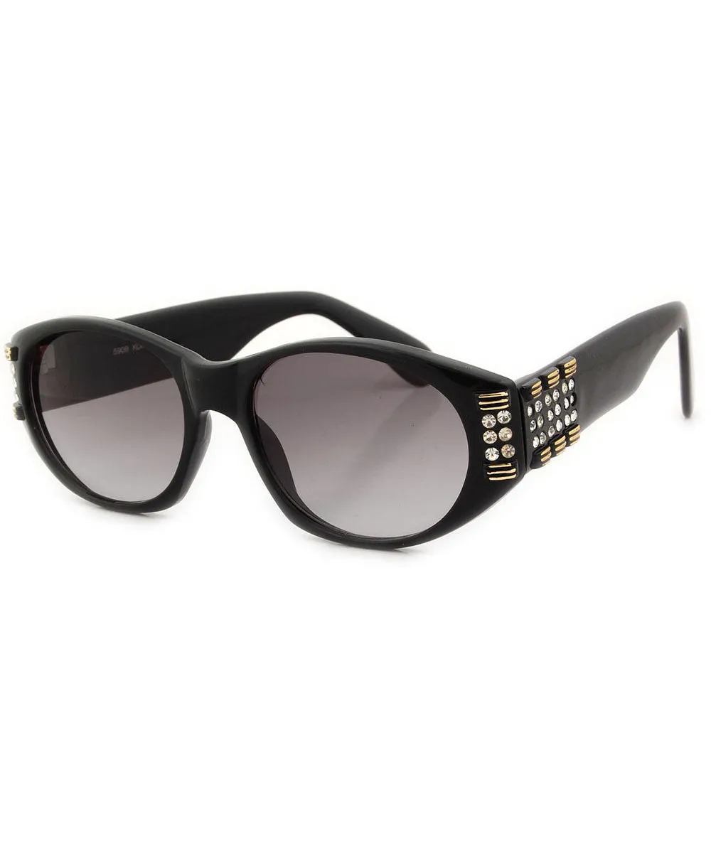 GLAMMY Black Oval Sunglasses sold by Giant Vintage