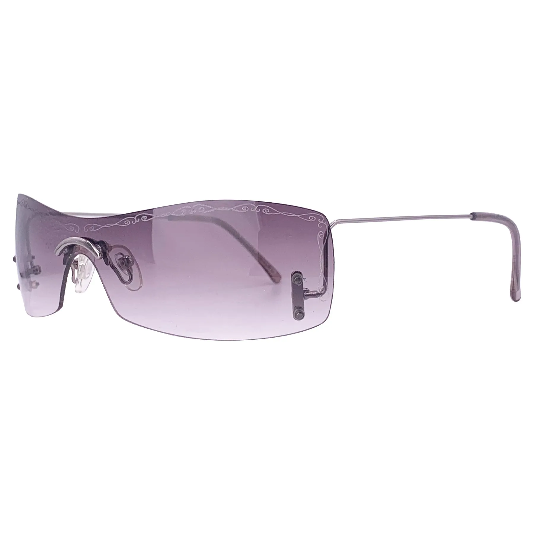 MINK Y2K Small Rimless Shield Sunglasses with Inverted Arms sold by Giant Vintage product image thumbnail 3