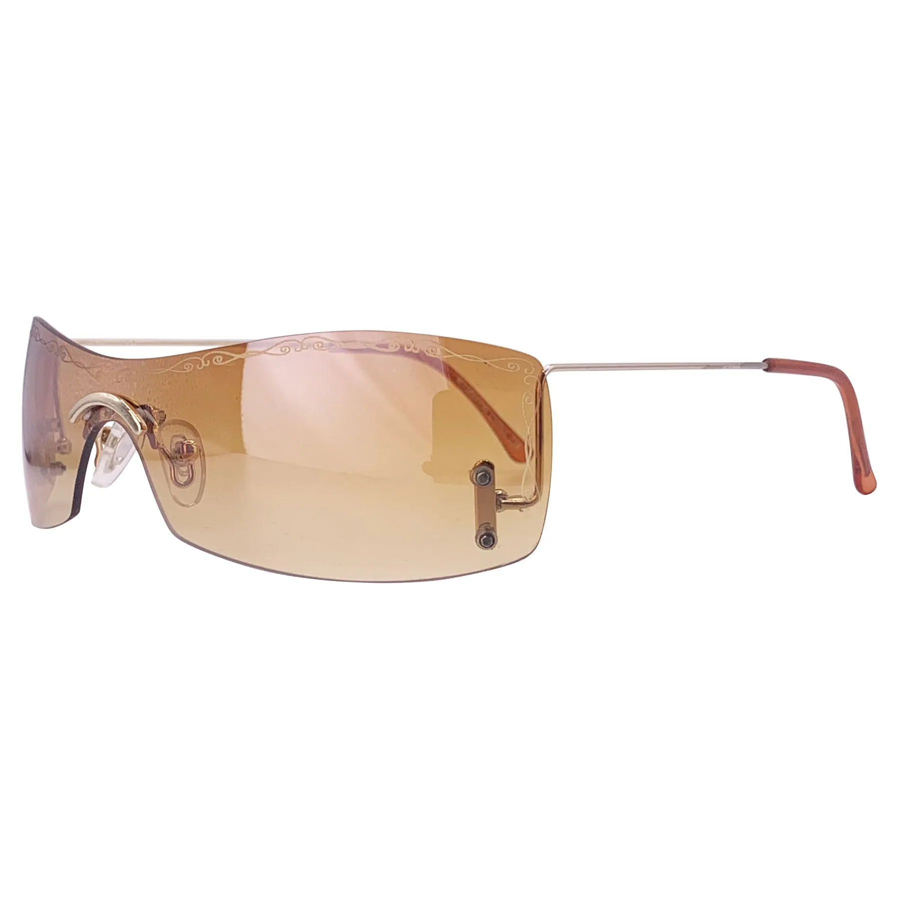 MINK Y2K Small Rimless Shield Sunglasses with Inverted Arms sold by Giant Vintage product image thumbnail 2