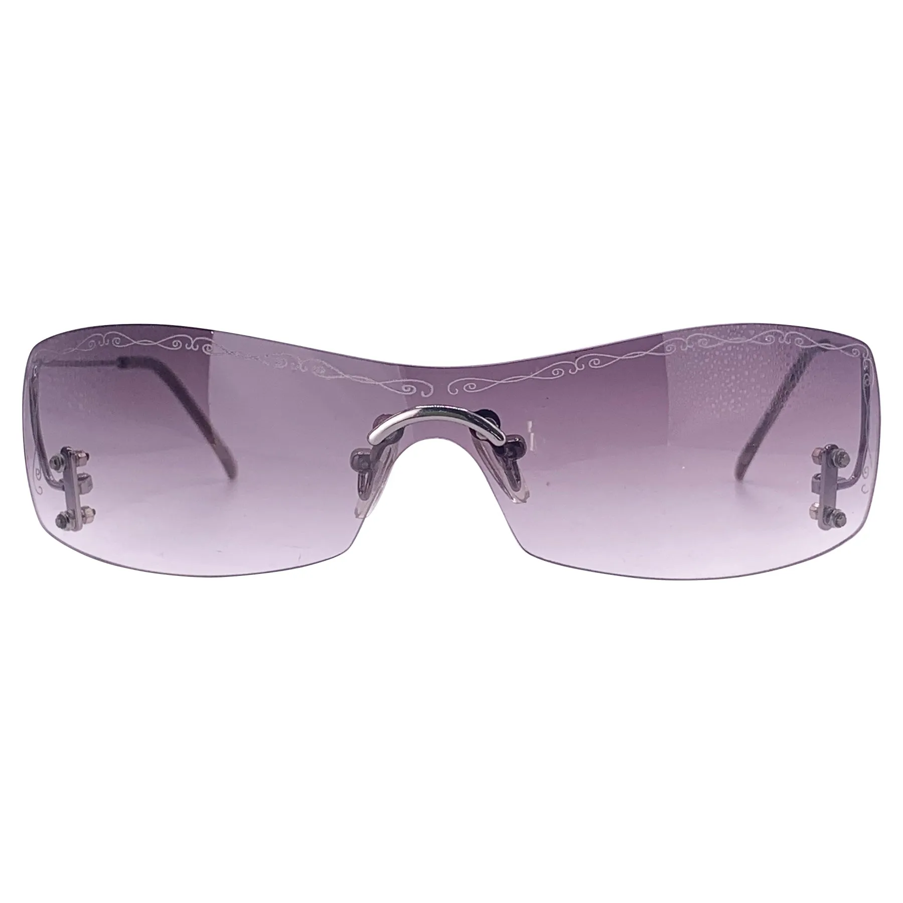 MINK Y2K Small Rimless Shield Sunglasses with Inverted Arms sold by Giant Vintage product image thumbnail 4